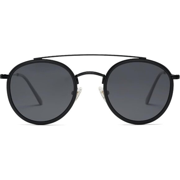 Vintage Round Polarized Sunglasses for Women Men Retro Double Bridge Circle main image 4